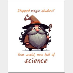 Cute Wizard Magic vs Science Posters and Art